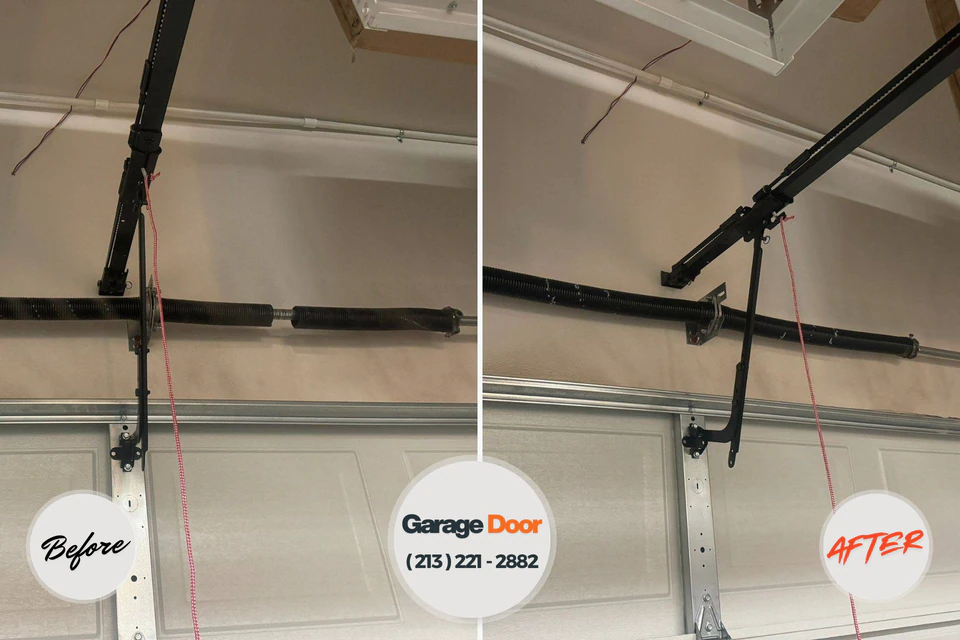 Before and after: garage door repair Gulf Park Estates, MS